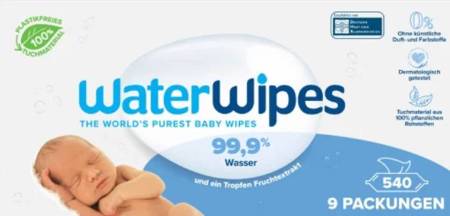 WaterWipes Feuchttücher 9x60 Stück chusteczki nawilżające 540 szt. 99% wody